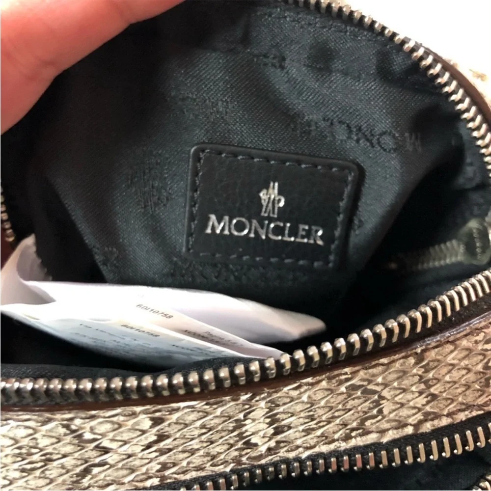 Moncler Cream and Gray Snake Print LUISA Crossbody Bag - Picture 8 of 9